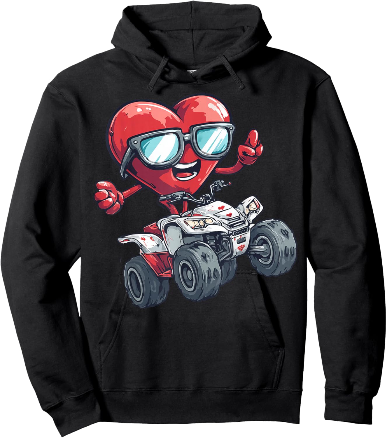ATV Heart Quad 4 Wheeler Valentine's Day Sunglasses Hoodie - Hoodie | Black