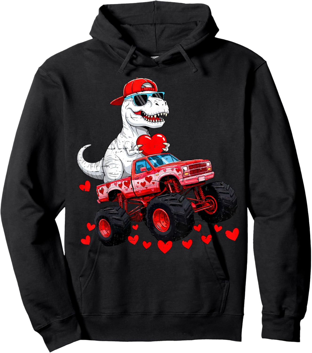 I Steal Hearts T Rex Dino Valentines Day Hoodie - Hoodie | Black
