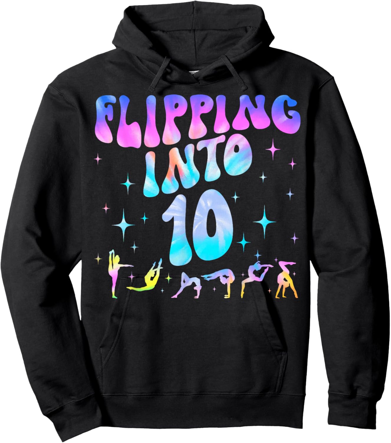 Flipping Into 10th Birthday Gymnastic 10 Year Old Girl Party Hoodie - Hoodie | Black