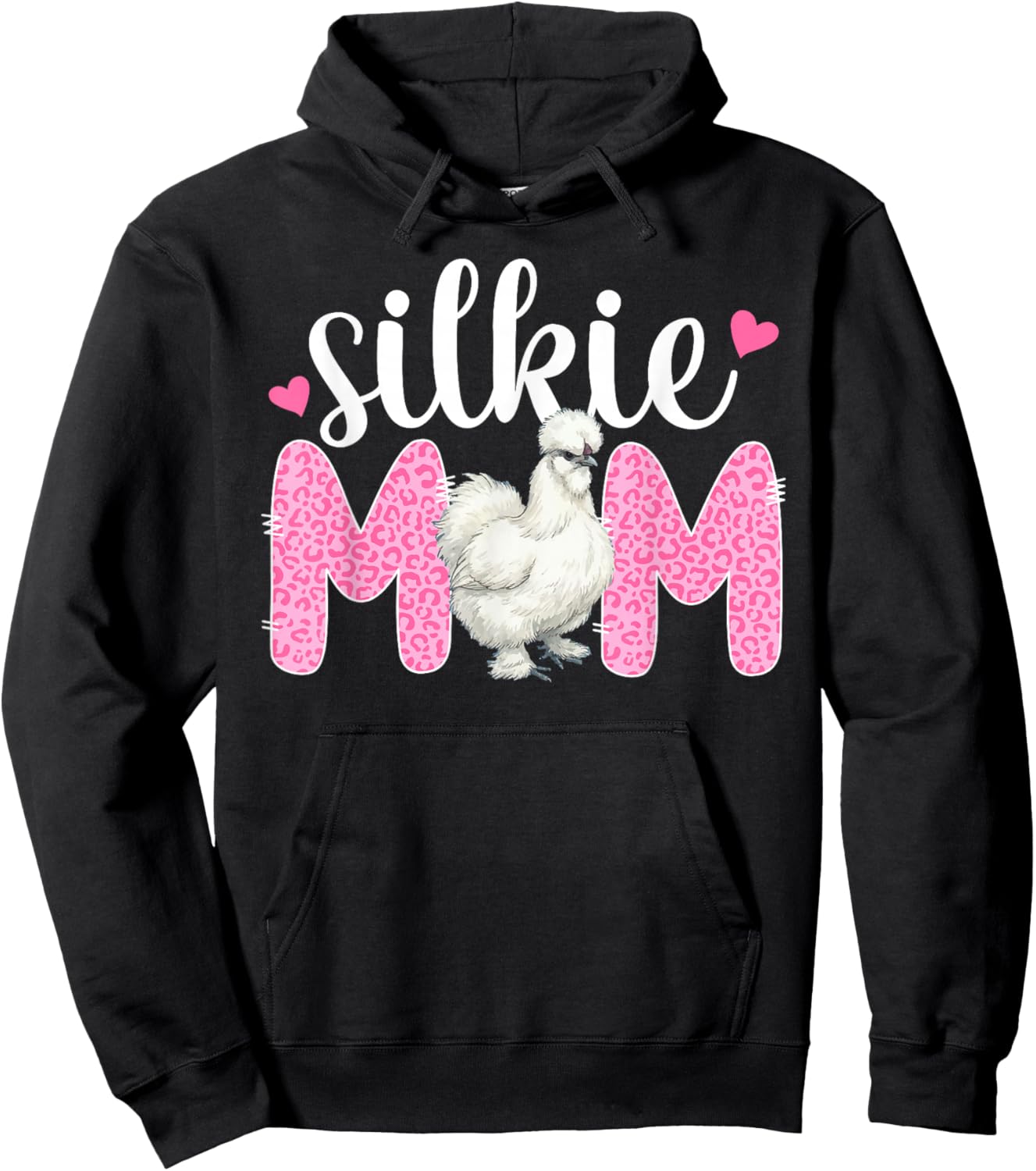 Silkie Chicken Mom Leopard Silkie Chicken Lover Hoodie - Hoodie | Black