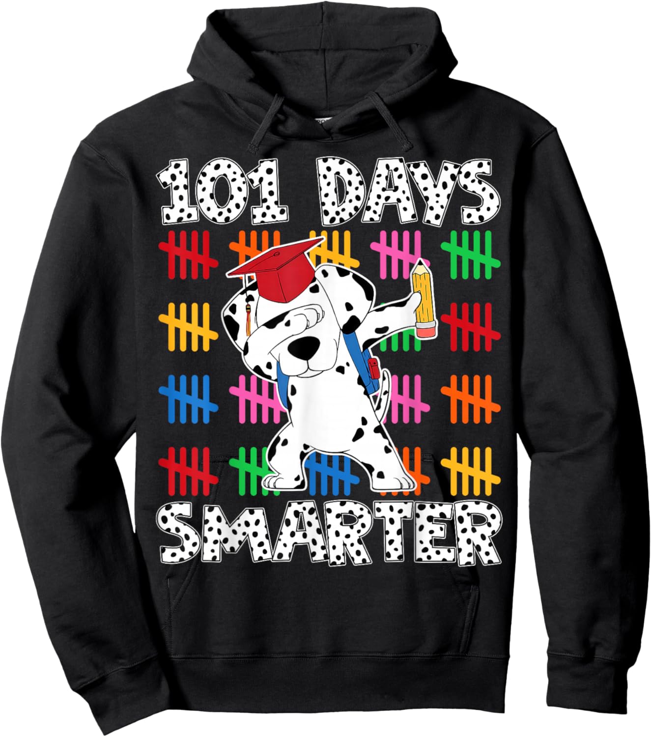 100 Days of School Smarter Dabbing Dalmatian Dog Boys Kids Hoodie - Hoodie | Black