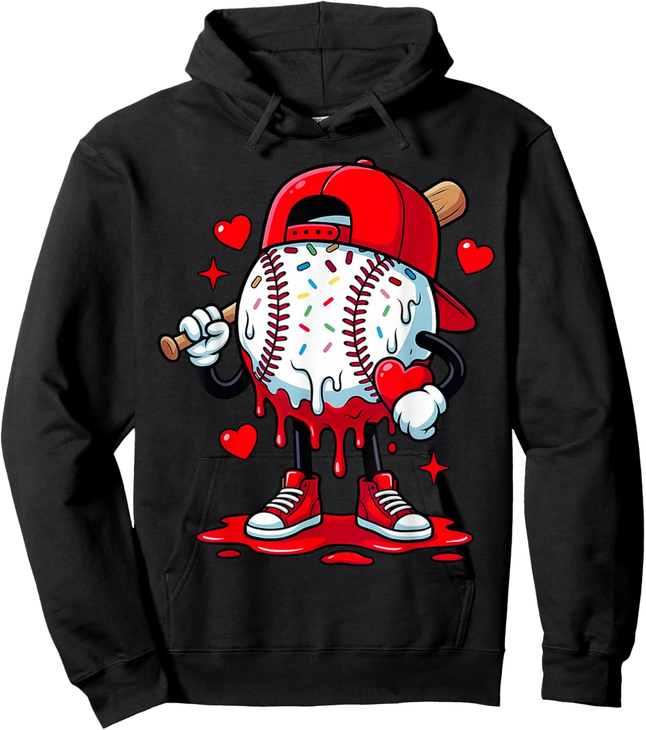 Baseball Drip Icecream Apparel Youth Boy Valentine Hoodie - Hoodie | Black