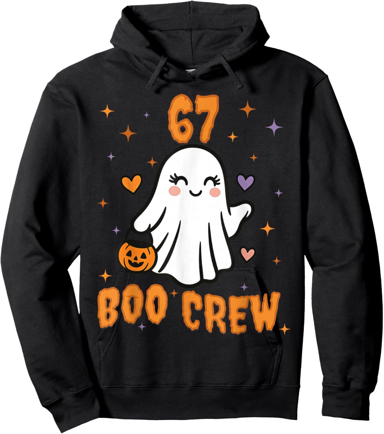 67 Halloween Ghost Boo Crew Matching Funny Brainrot Girls Hoodie - Hoodie | Black