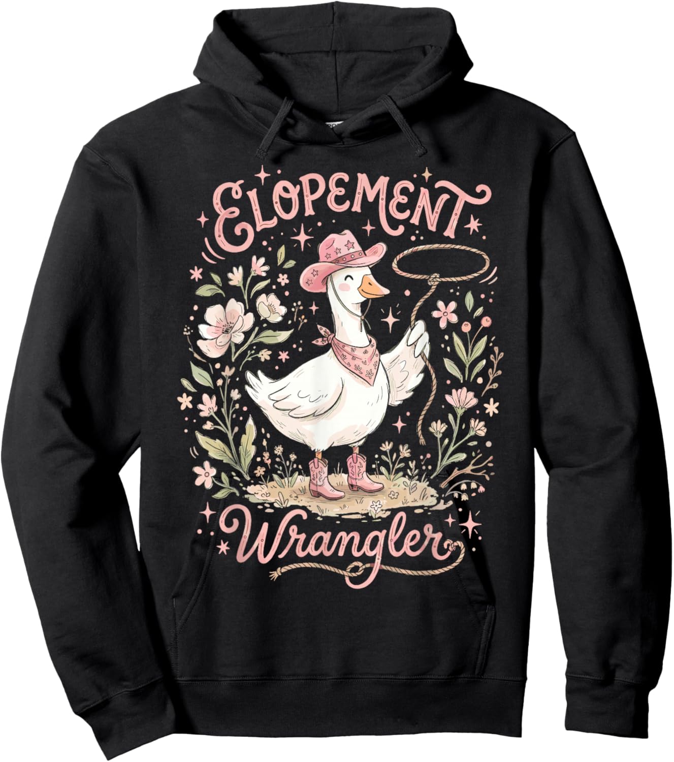 Elopement Wrangler ABA Behavior Analyst RBT Floral Goose Hoodie - Hoodie | Black