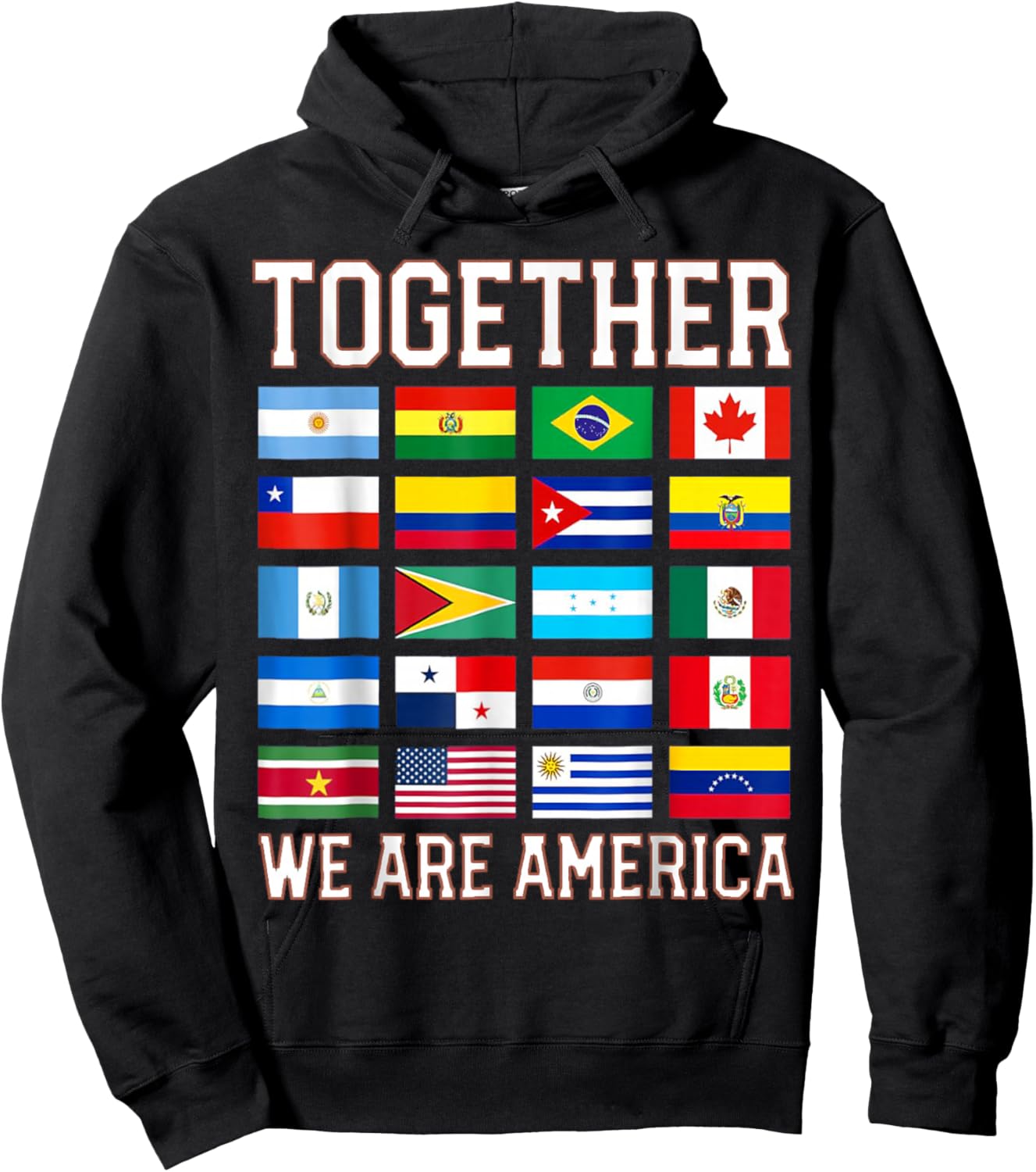 Together We are America Flags Hoodie - Hoodie | Black