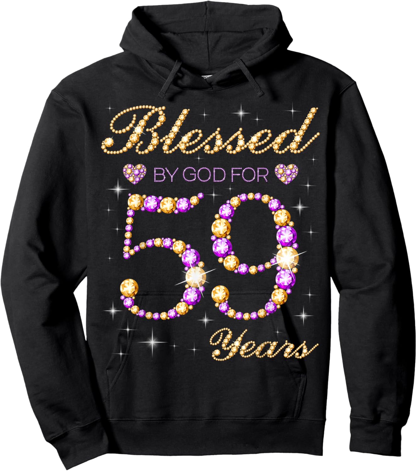 Blessed by God for 59 Years Old Birthday Party Cute Bday Hoodie - Hoodie | Black