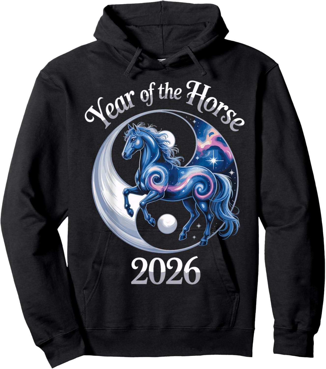 Year of The Horse 2026 Chinese New Year Women Kids Hoodie - Hoodie | Black