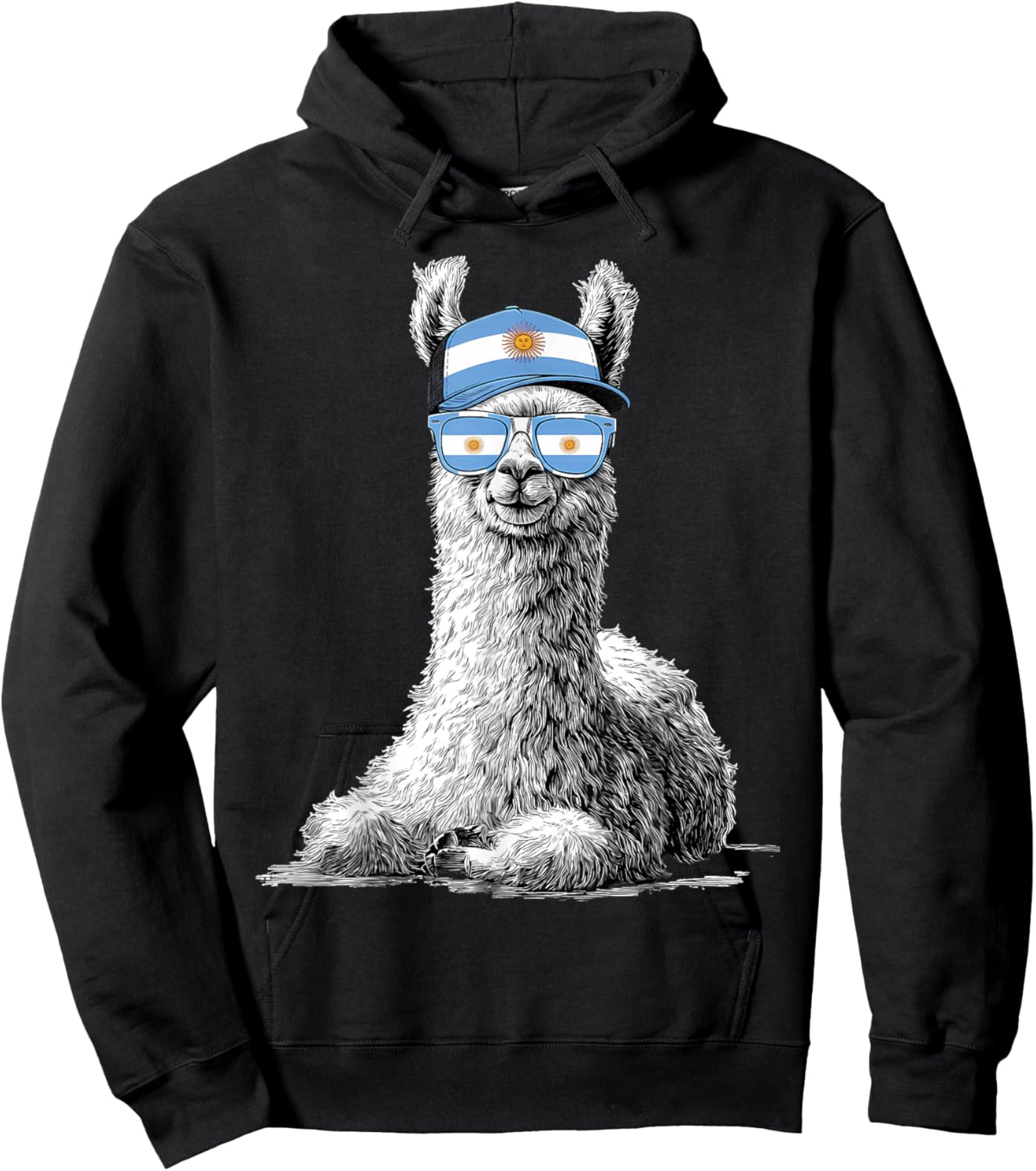 Argentina Llama Alpaca Argentinian Flag Hoodie - Hoodie | Black