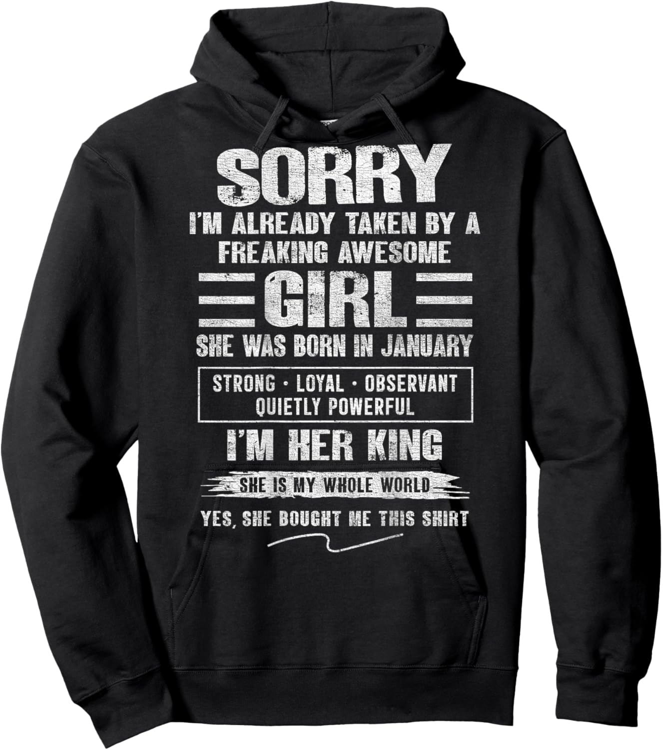 I'm Taken by Freaking Awesome Girl Born in January On Back Hoodie - Hoodie | Black