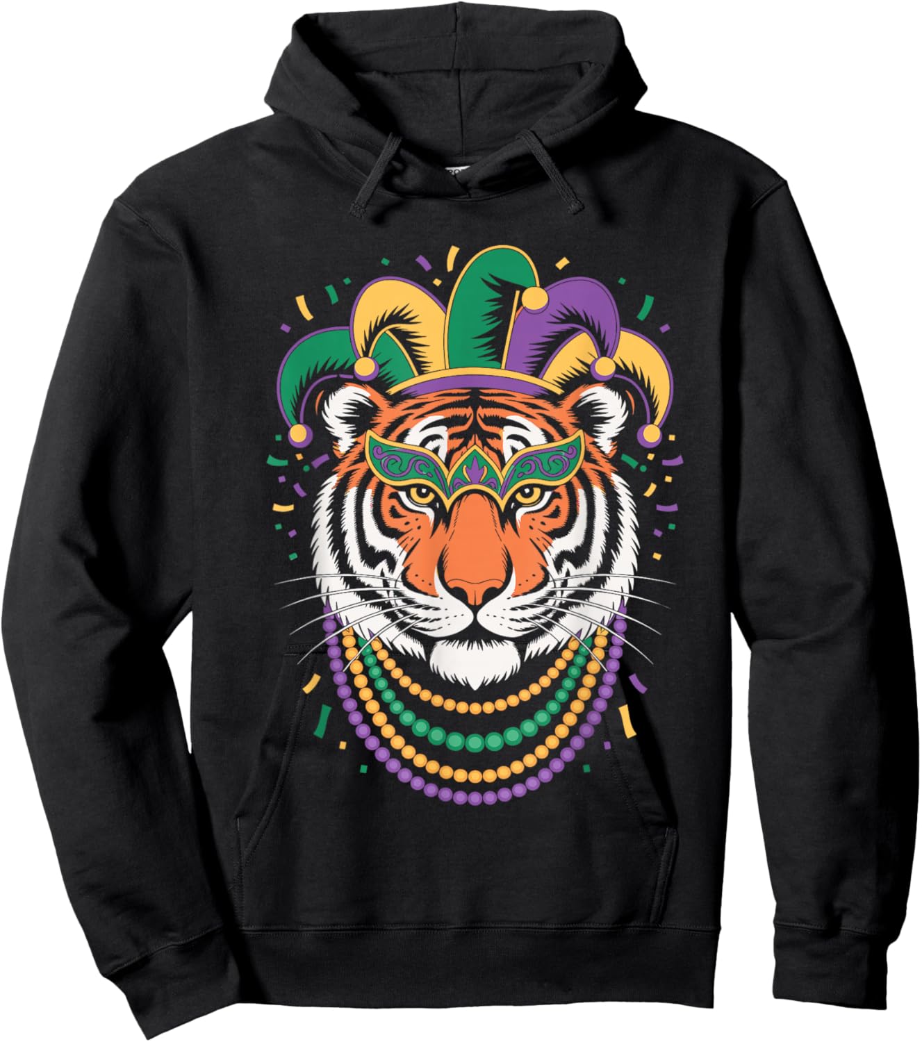 Tiger Mardi Gras Carnival Animal Tiger Face Lover Hoodie - Hoodie | Black