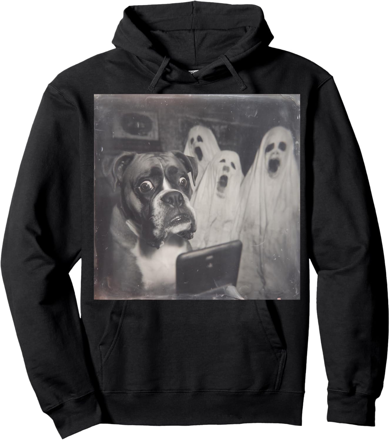 Boxer Ghost Funny Halloween, Scary Dog Spooky Season Hoodie - Hoodie | Black