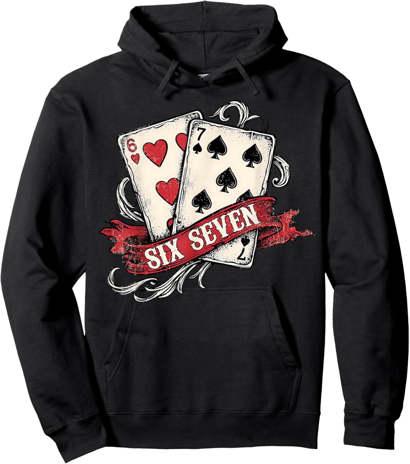 67 Valentine's Day Six Seven Meme Hearts Men Women Hoodie - Hoodie | Black