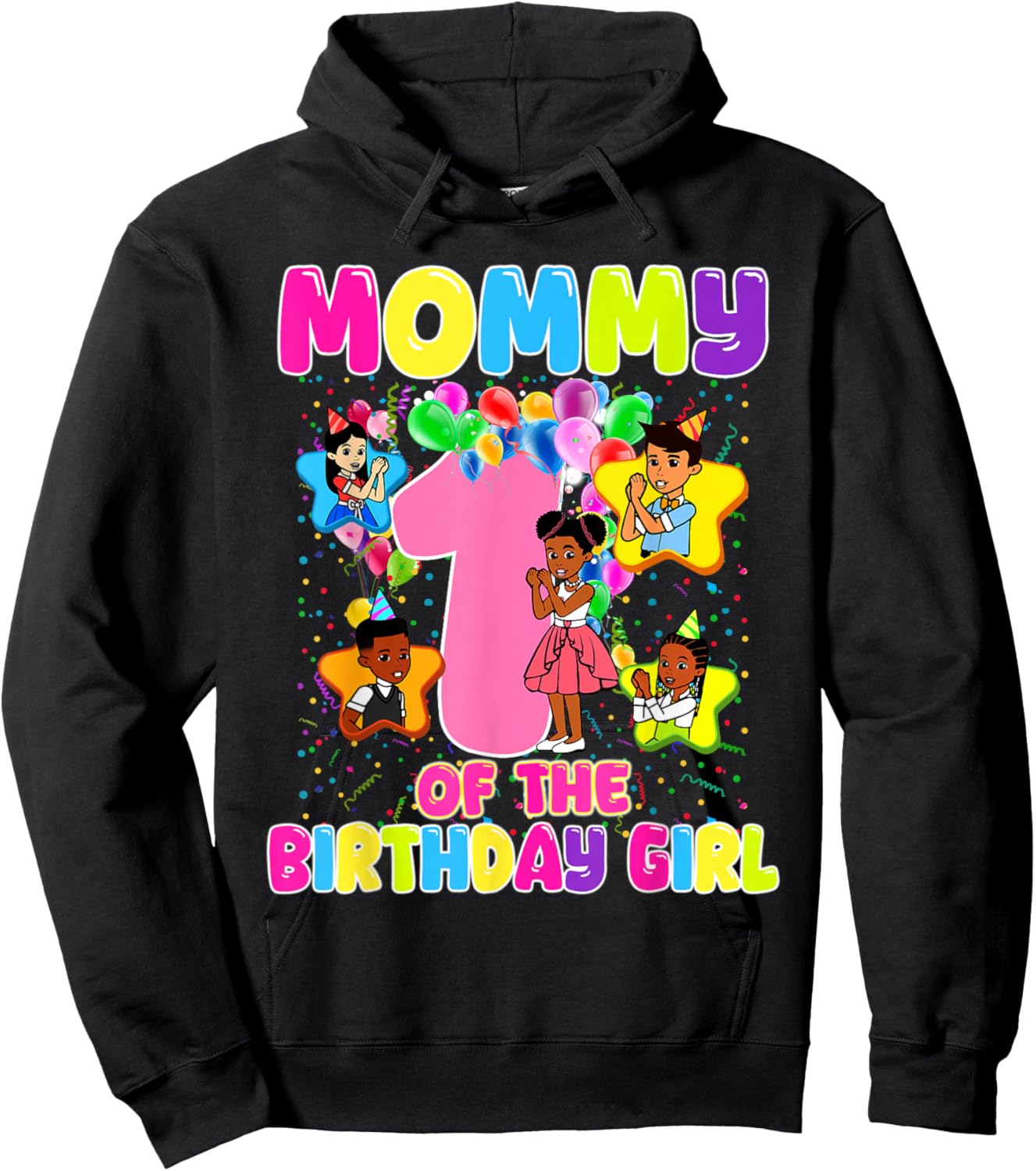 Mommy of Birthday Girl Gracie Birthday Dolls Girl Party Hoodie - Hoodie | Black