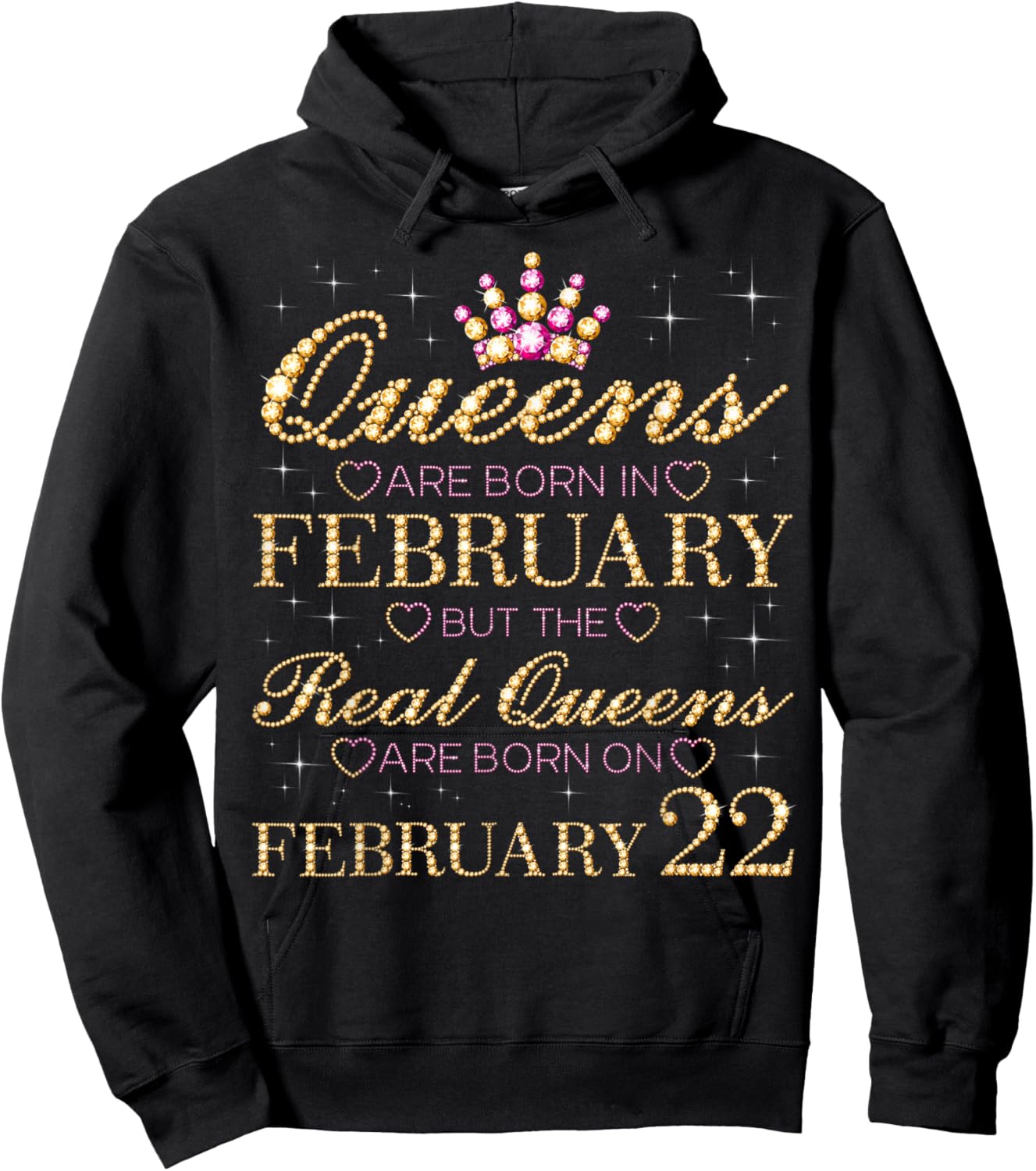Real Queens are Born On February 22, 22nd February Birthday Hoodie - Hoodie | Black