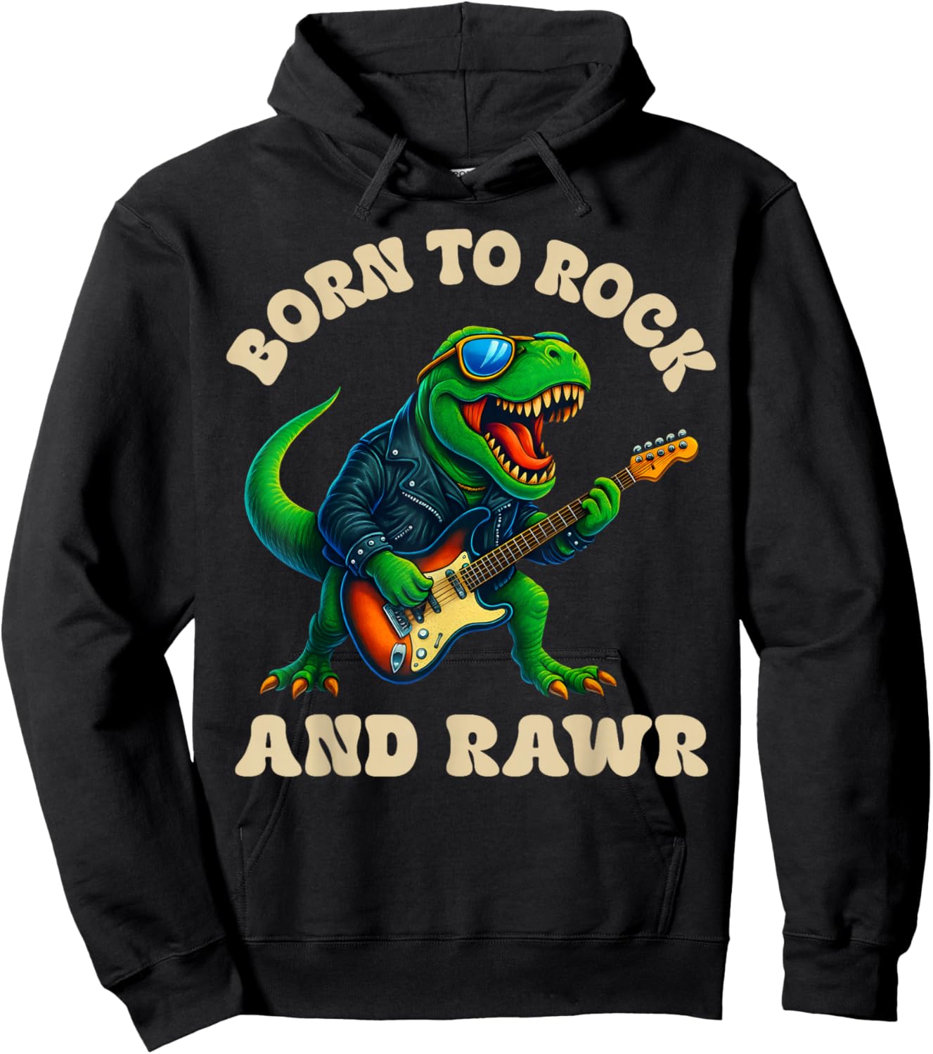 Born to Rock and Rawr, Cute Dinosaur, Boys Girls Kids Hoodie - Hoodie | Black