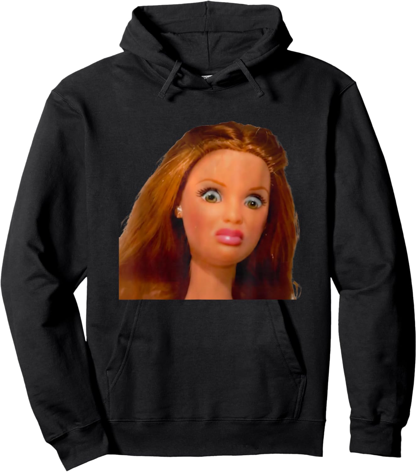 New Funny Distressed Doll Face Meme Hoodie - Hoodie | Black