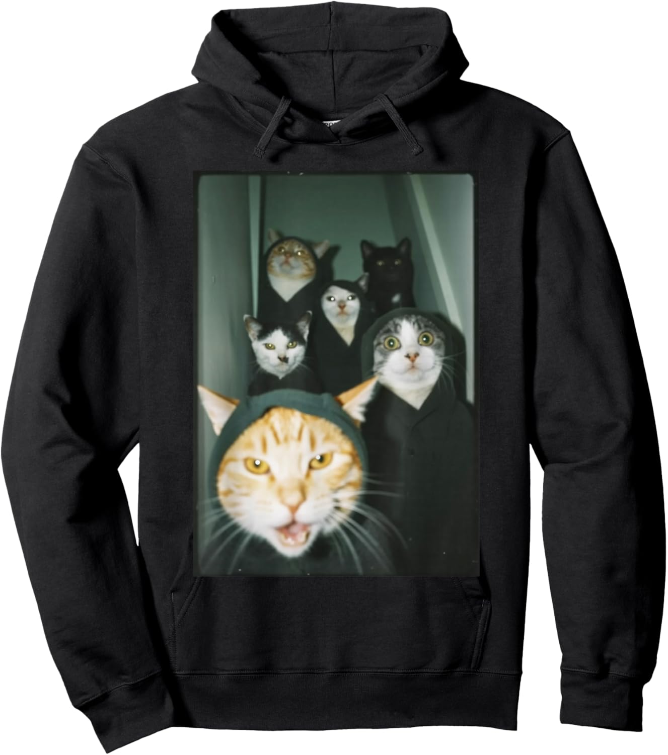 Gangster Cats Cat Selfie Cat Lovers Funny Cat Memes Brainrot Hoodie - Hoodie | Black