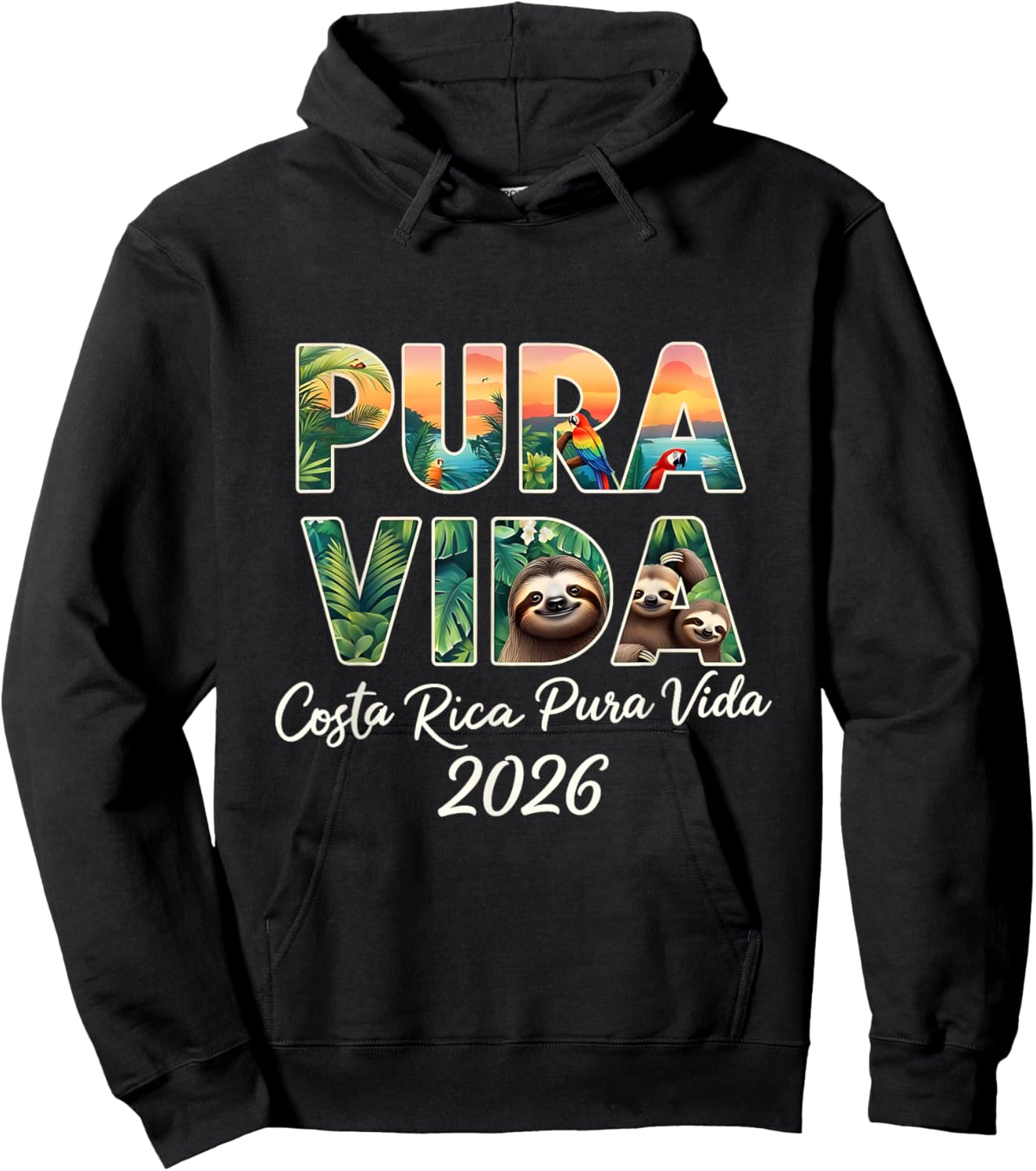 Costa Rica Pura Vida Souvenir 2026 Central America Travel Hoodie - Hoodie | Black