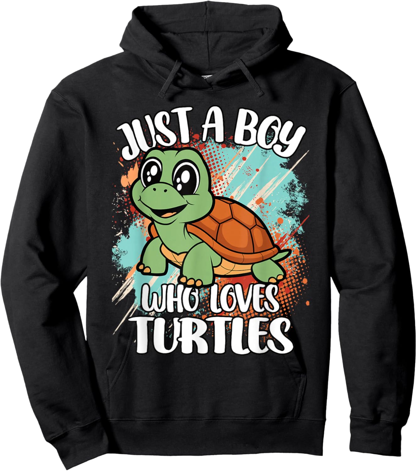 Just A Boy Who Loves Turtles Funny Retro Animal Boys Kids Hoodie - Hoodie | Black