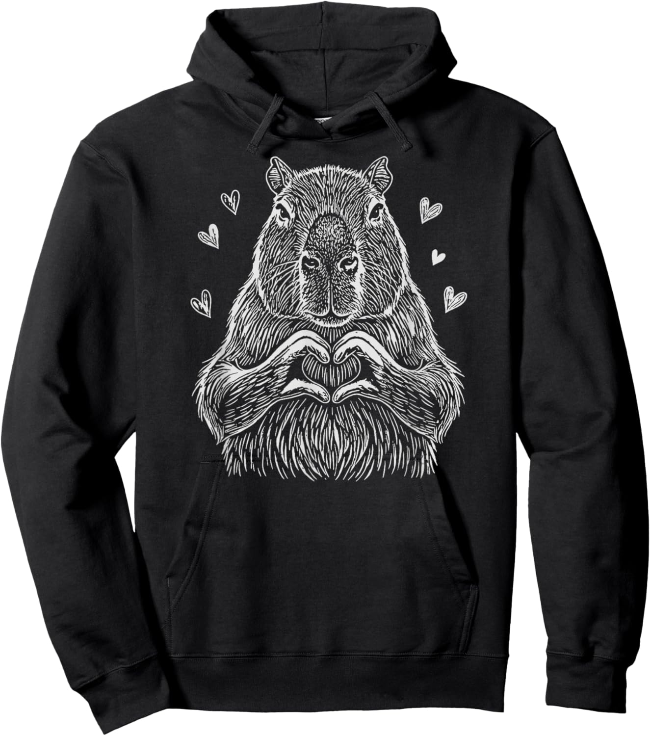 Cute Capybara Valentine's Day Hoodie - Hoodie | Black