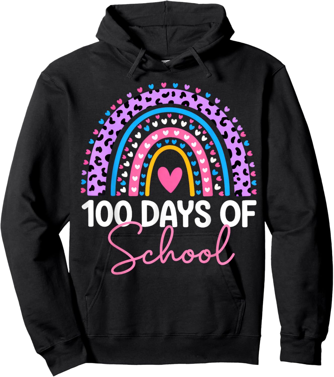 100 Days of School Teacher, 100th Day of School Rainbow Hoodie - Hoodie | Black