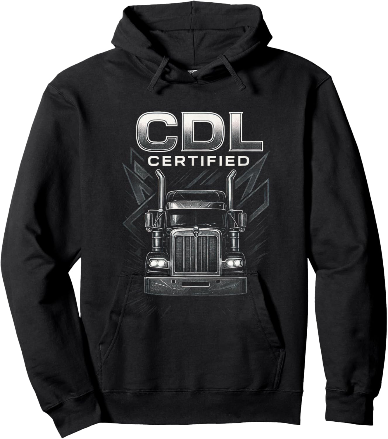 CDL Certified - Trucker Driver Semi Rig Hoodie - Hoodie | Black