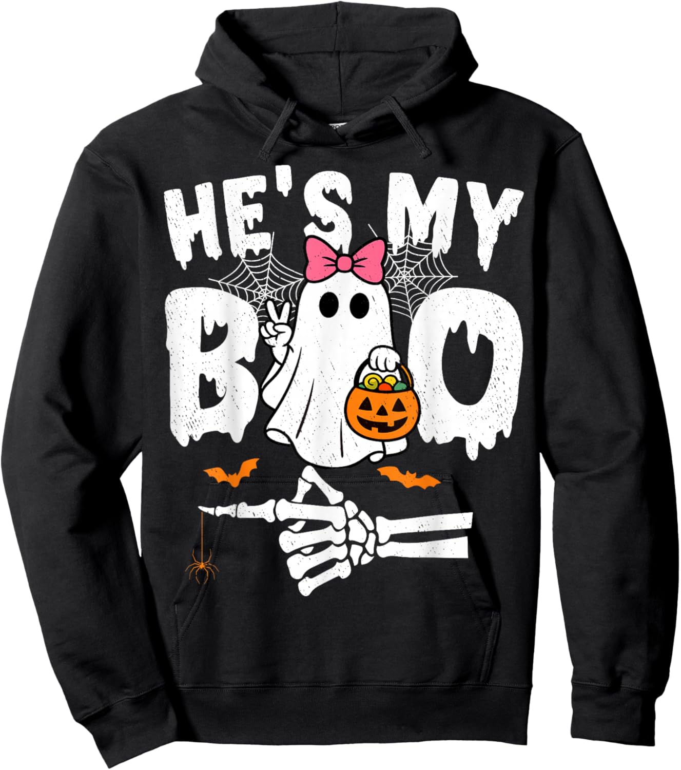 He's My Boo Matching Couple Halloween Couples She's My Boo Hoodie - Hoodie | Black