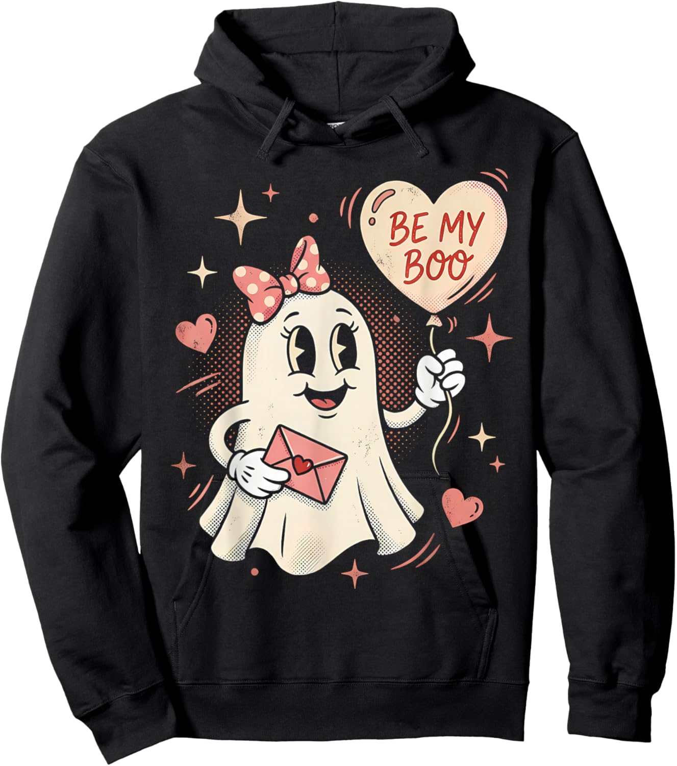 Be My Boo Ghost Heart Balloon Valentine Love Letter Hoodie - Hoodie | Black