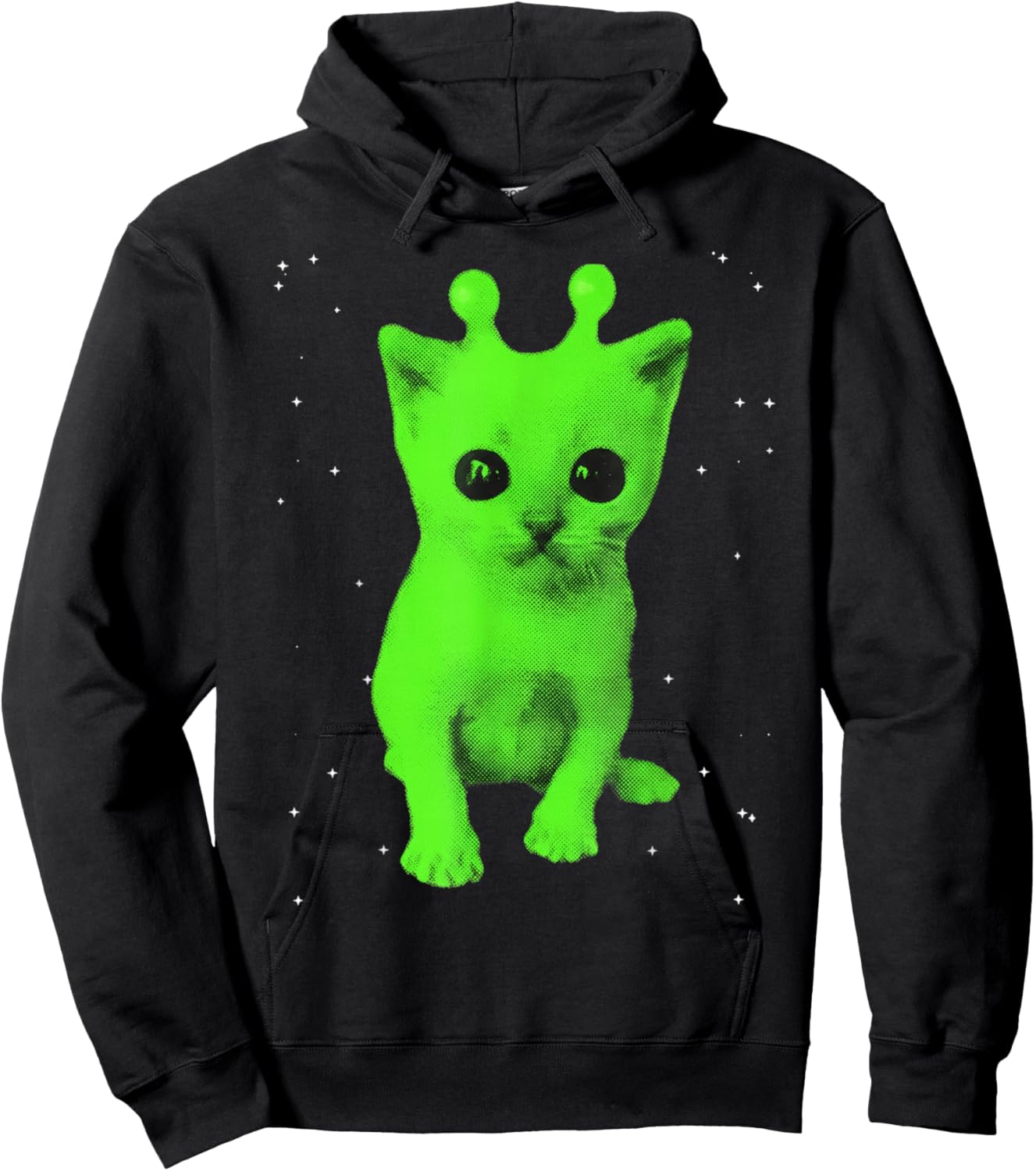 Y2k Alien UFO Cat Space Vintage 90s Retro Silly Cats Lover Hoodie - Hoodie | Black