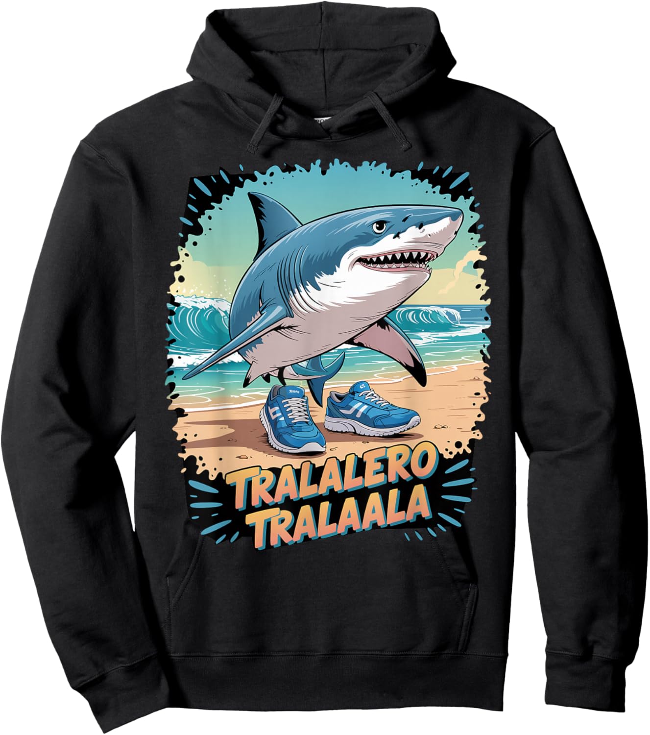 Tralalero Tralala Italian Brainrot Meme Sneaker Shark Boys Hoodie - Hoodie | Black