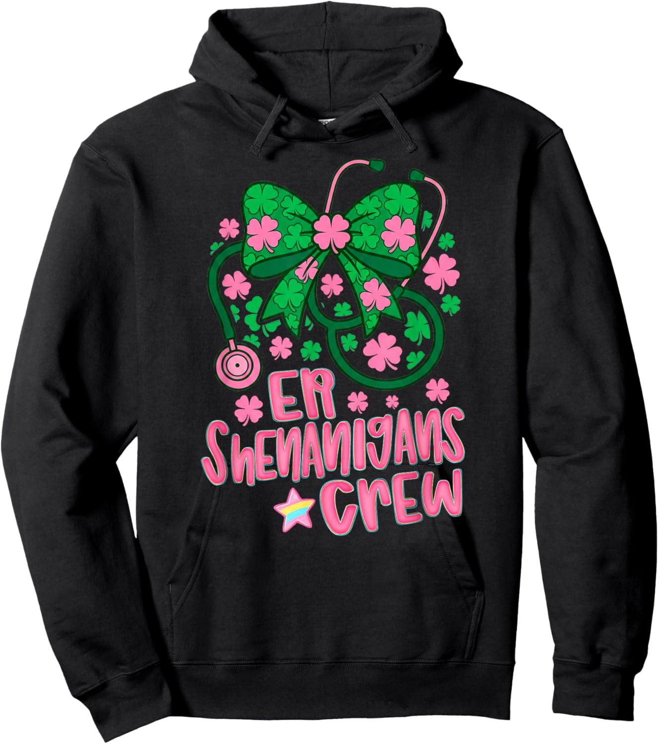 St Patricks Day Nurse Crew Funny St Patty's ER Shenanigans Hoodie - Hoodie | Black