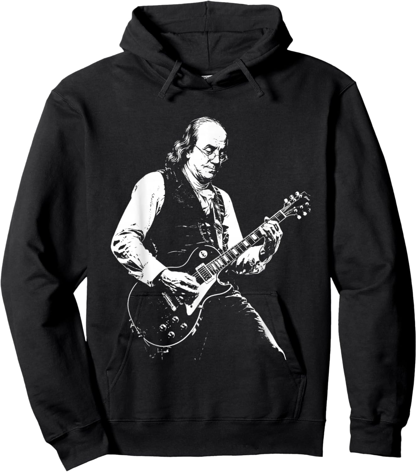 Ben Franklin Playing Guitar Retro Vintage Hoodie - Hoodie | Black