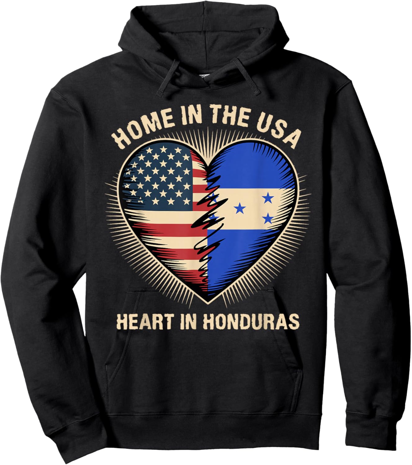 Home in The USA Heart in Honduran American Honduras Hoodie - Hoodie | Black