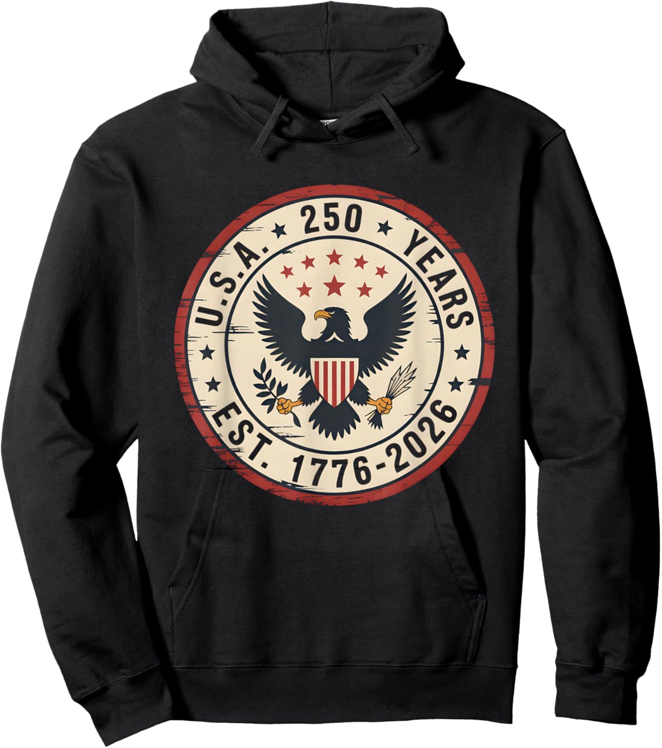 250 Years of Freedom | American 1776–2026 Patriotic Hoodie - Hoodie | Black