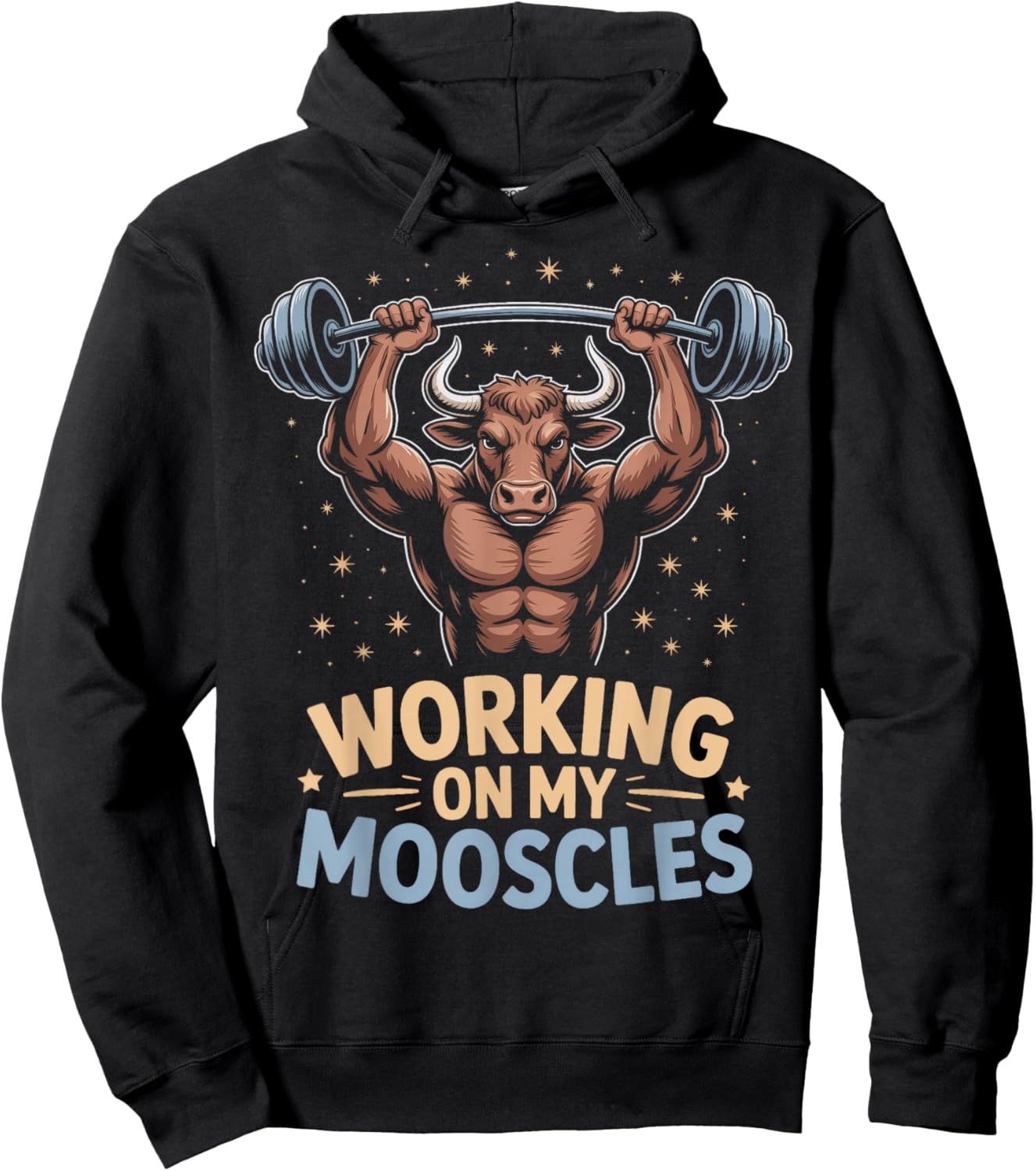 Working On My Mooscles Gym Cow Fitness Lift Hoodie - Hoodie | Black