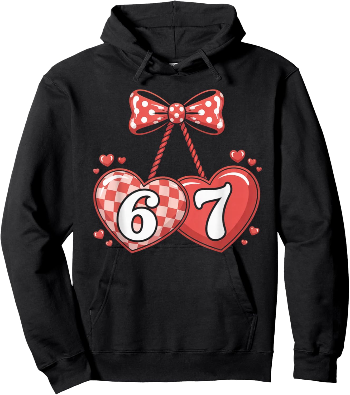 Cute 67 Hearts Number Six Seven Valentines Day Love Hoodie - Hoodie | Black