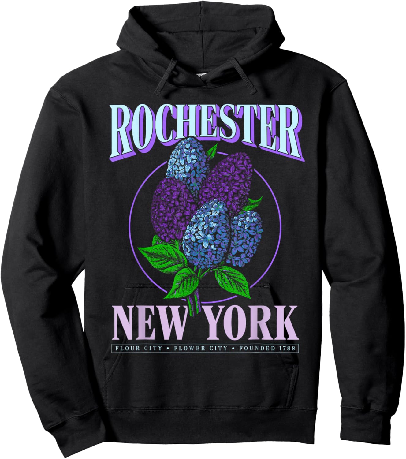 Rochester NY Lilac Apparel – Rochester Flower City Hoodie - Hoodie | Black