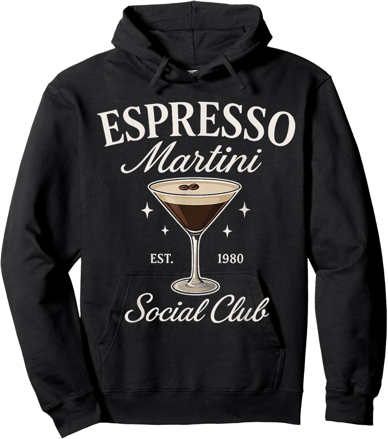 Espresso Martini Social Club Coffee Cocktail Cafe Back Hoodie - Hoodie | Black