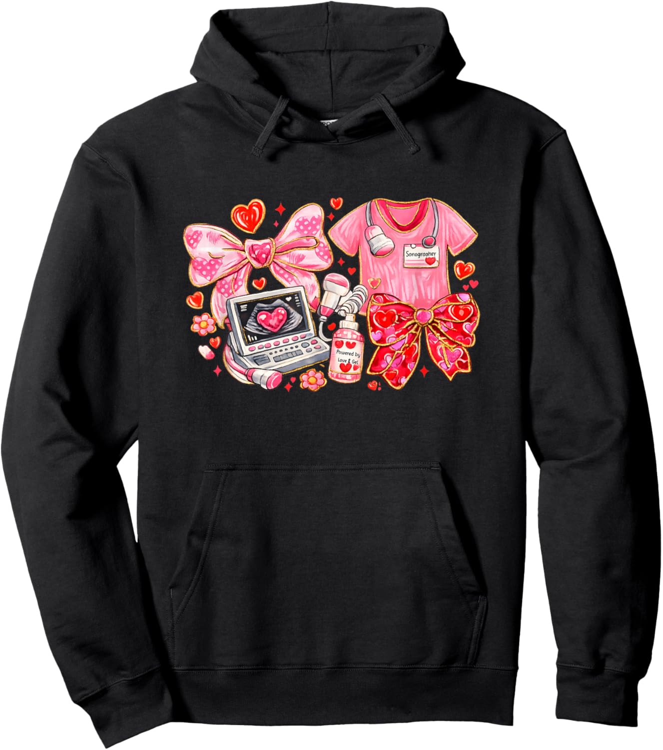 Ultrasound Tech Valentine's - Sonography Valentines Day Hoodie - Hoodie | Black