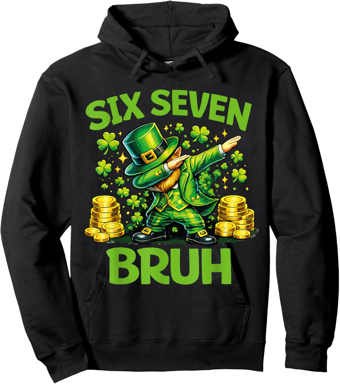 Six Seven 67 Bruh 6 7 Meme Funny St Patricks Day Boys Kids Hoodie - Hoodie | Black