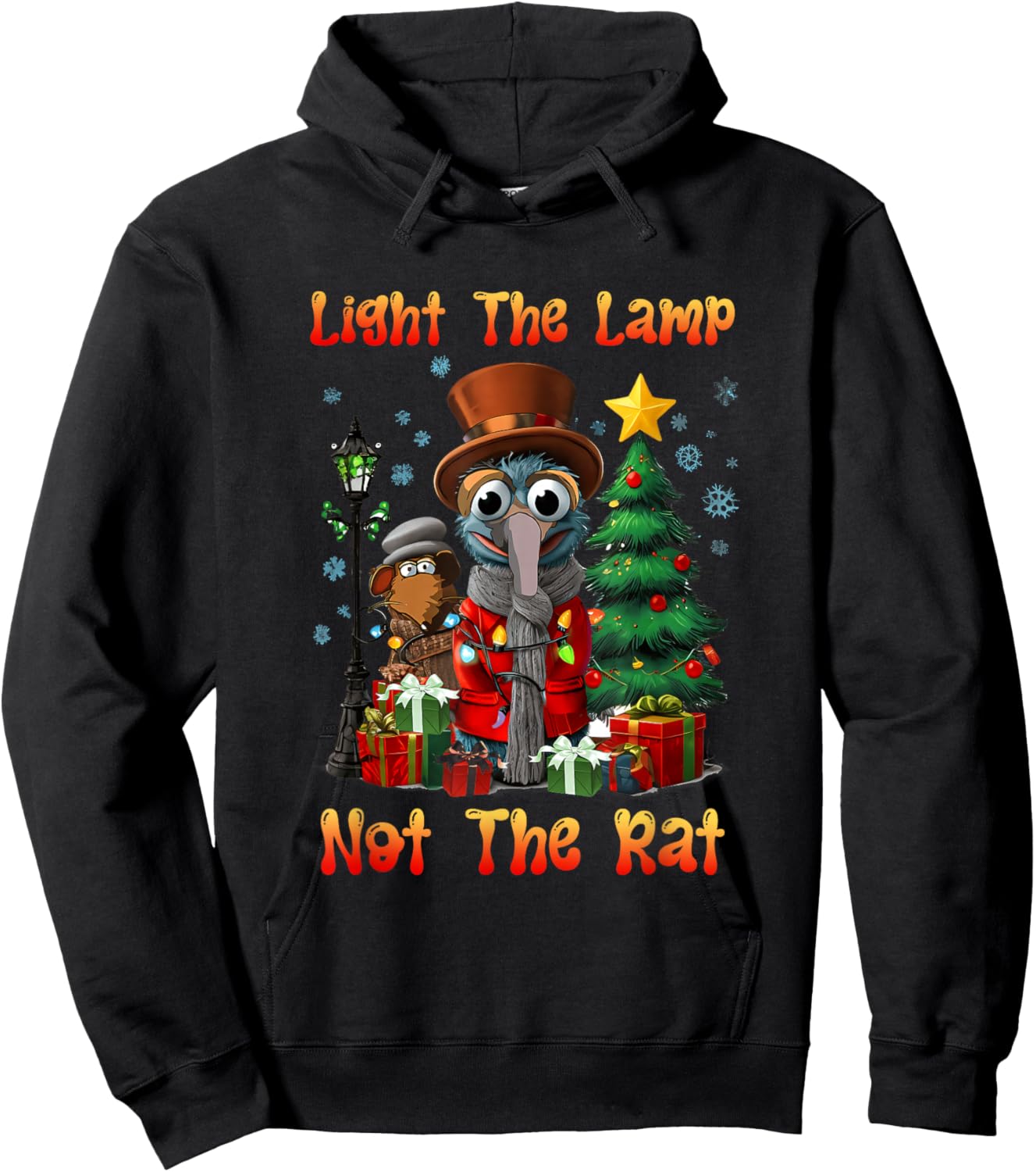 Light a Lamp Not a Rat Christmas Funny Holiday Saying Hoodie - Hoodie | Black