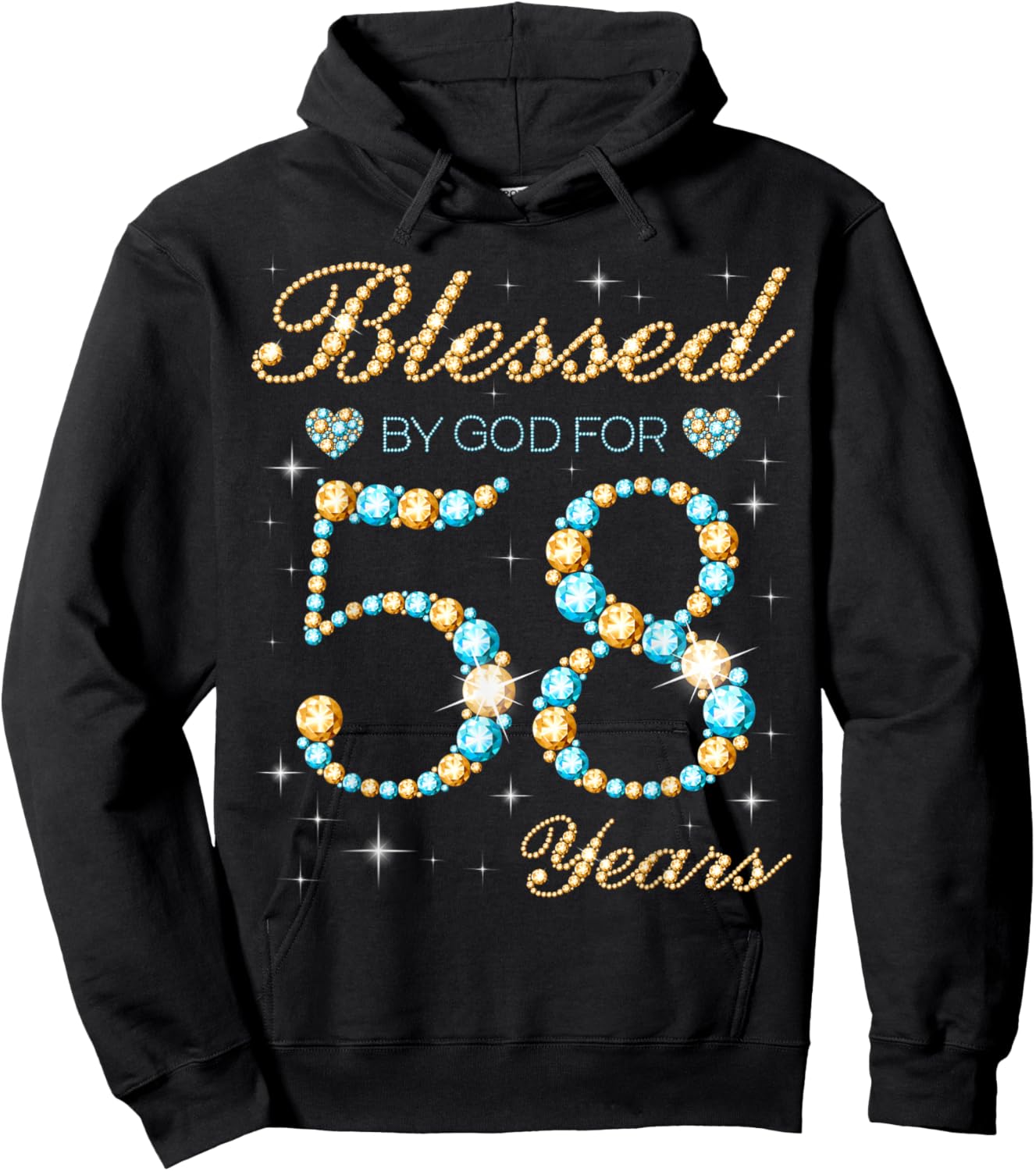 Blessed by God for 58 Years Old 58th Birthday Party Cute Hoodie - Hoodie | Black