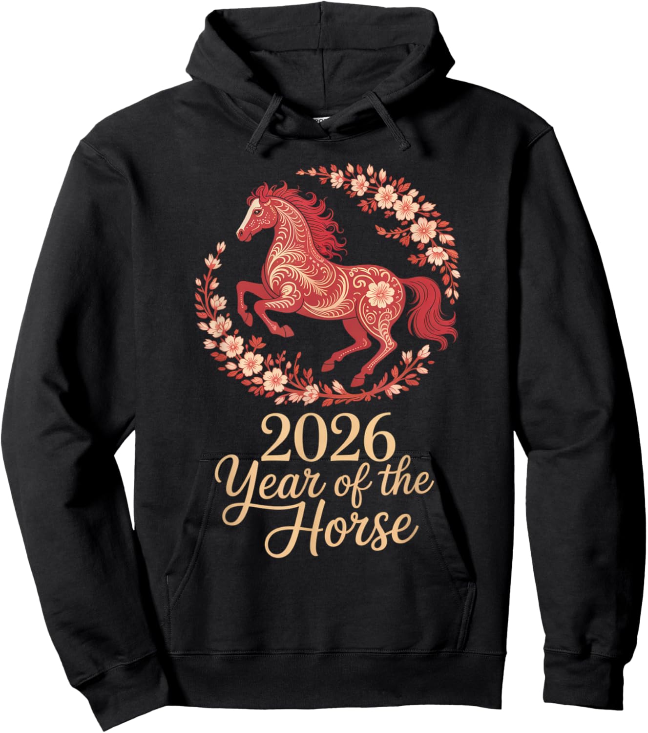 Year of The Horse 2026 Chinese Zodiac Lunar New Year Hoodie - Hoodie | Black
