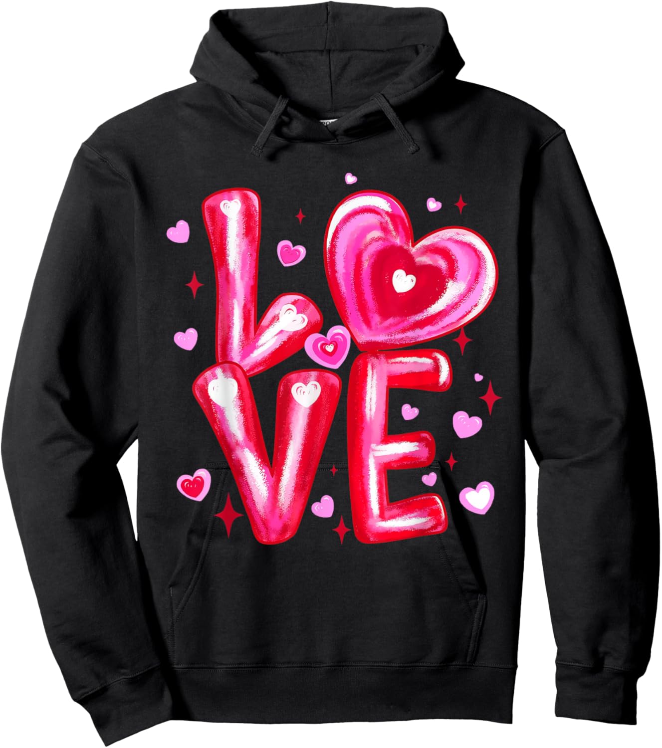 Love Cute Heart Art Pink Romantic Valentine's Day Hoodie - Hoodie | Black