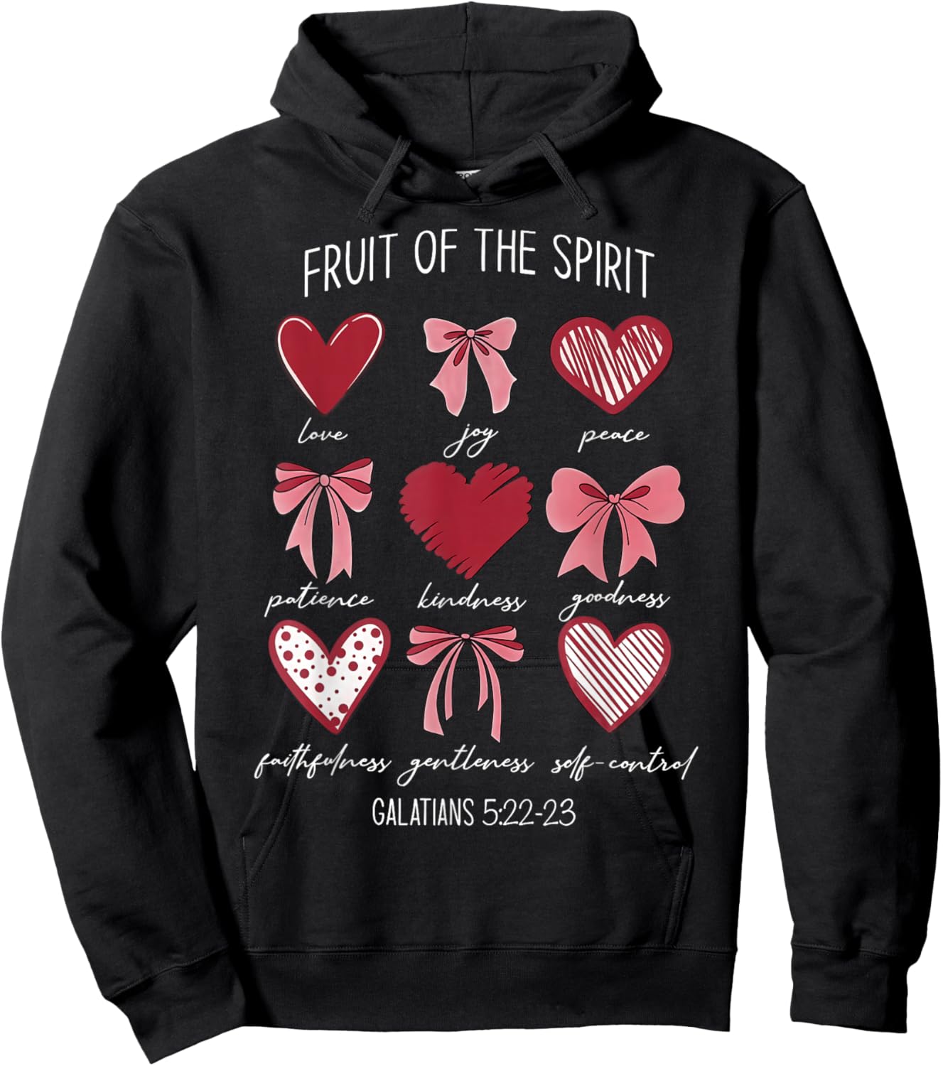 Fruit of The Spirit Christian Hearts Galatians 5:22-23 Hoodie - Hoodie | Black