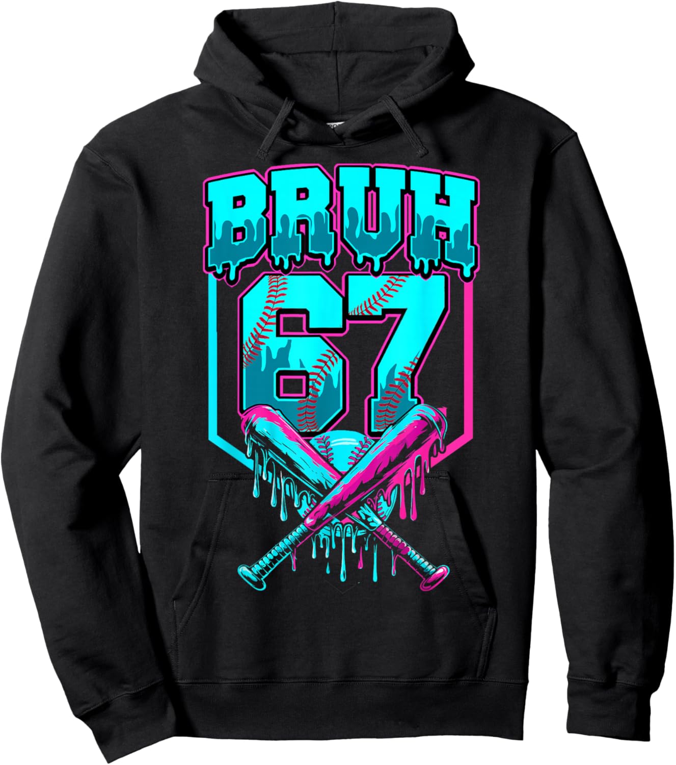 Baseball Bruh 67 Meme Ice Cream Drip Six Seven Birthday Boy Hoodie - Hoodie | Black