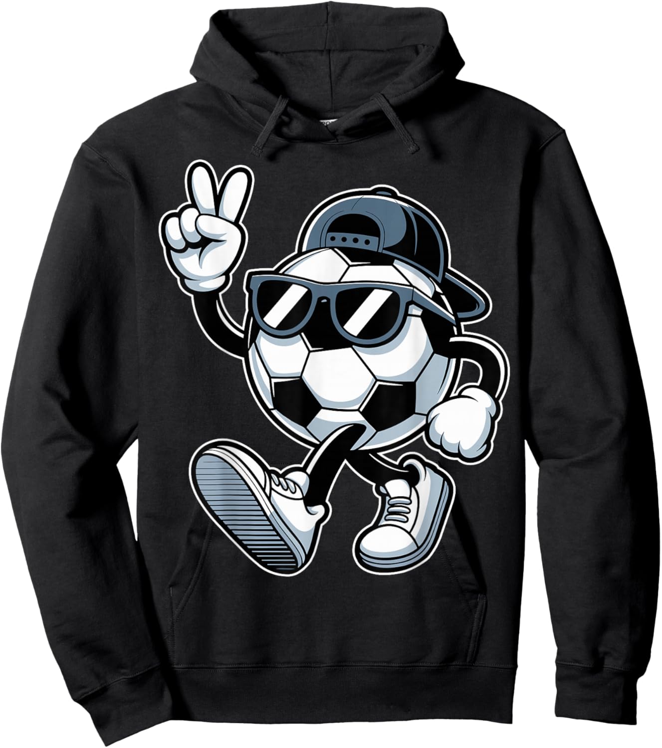 Soccer Ball with Sunglasses Funny Boys Men Soccer Lover Hoodie - Hoodie | Black