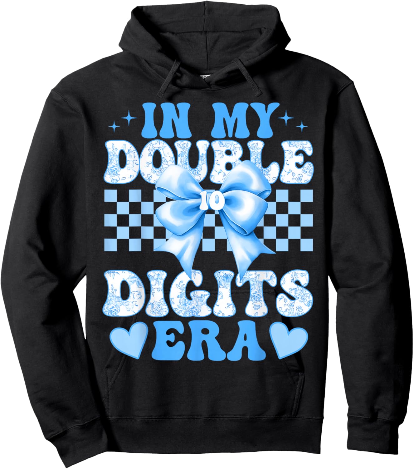 Groovy in My Double Digits Era 10th Birthday Coquette Bow Hoodie - Hoodie | Black