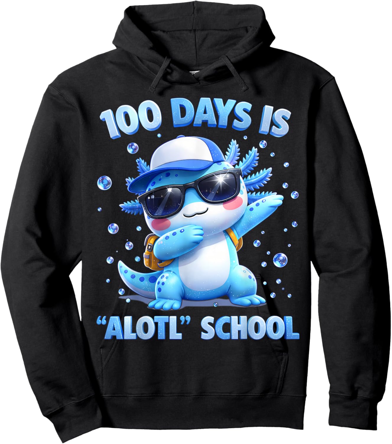 100 Days is Alotl School Axolotl Boy Kids 100 Days of School Hoodie - Hoodie | Black