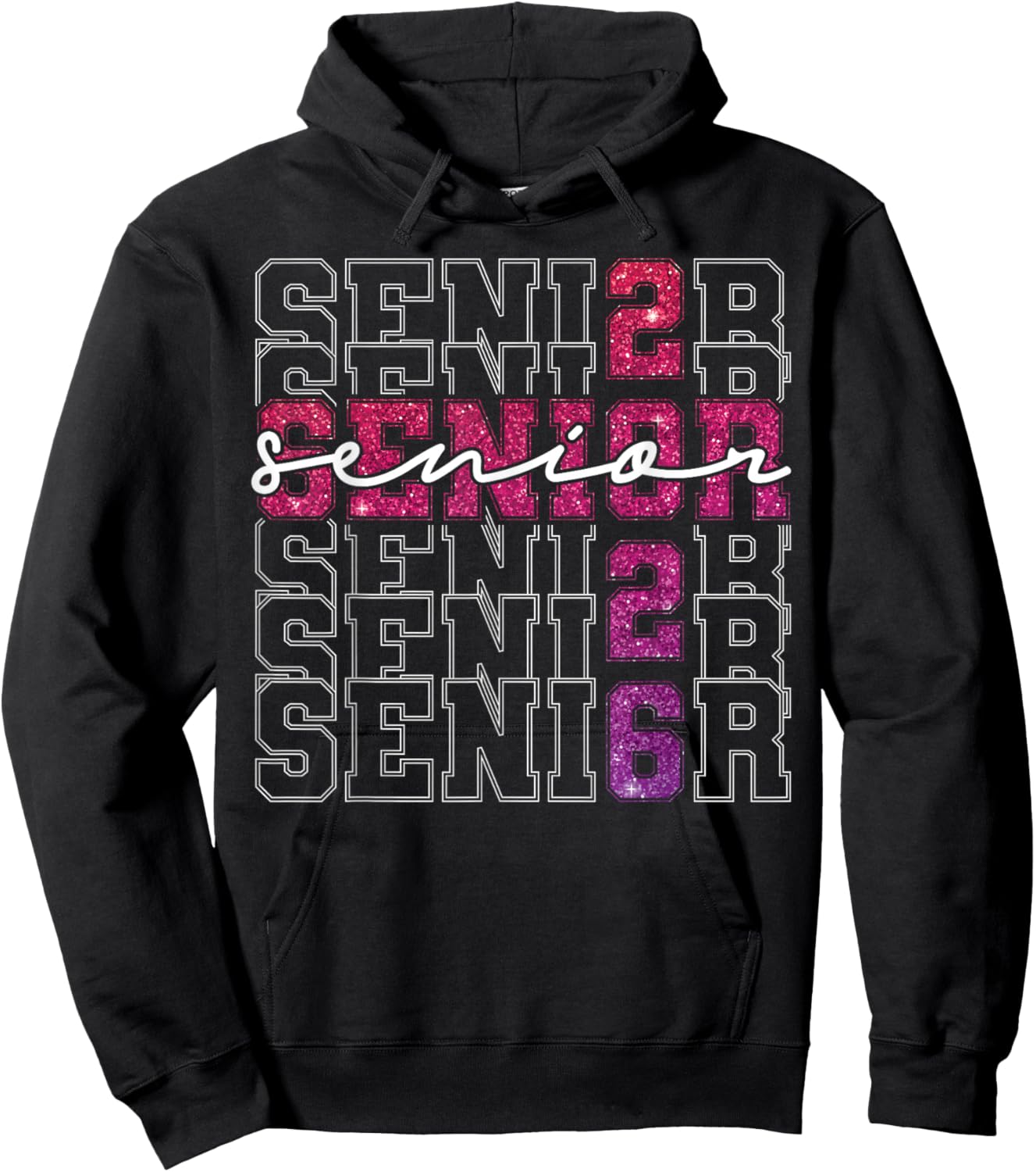 Senior 2026 Class of 2026 Graduation 2026 Pink Girl Women Hoodie - Hoodie | Black